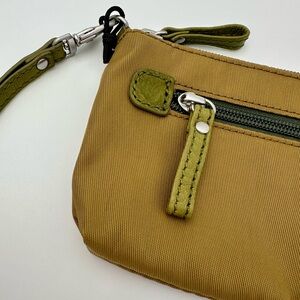 New Cityscape Wrislet Nylon Leather Trim Zip Pouch - pear green